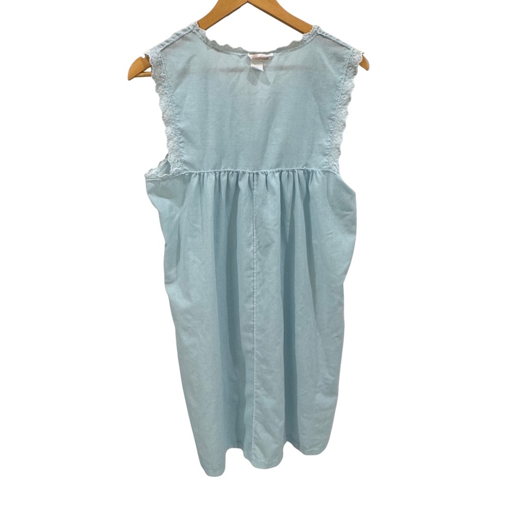 Vintage Barbizon Blue Lace Trim Nightgown Chemise Sleeveless Empire Waist M - Picture 5 of 6